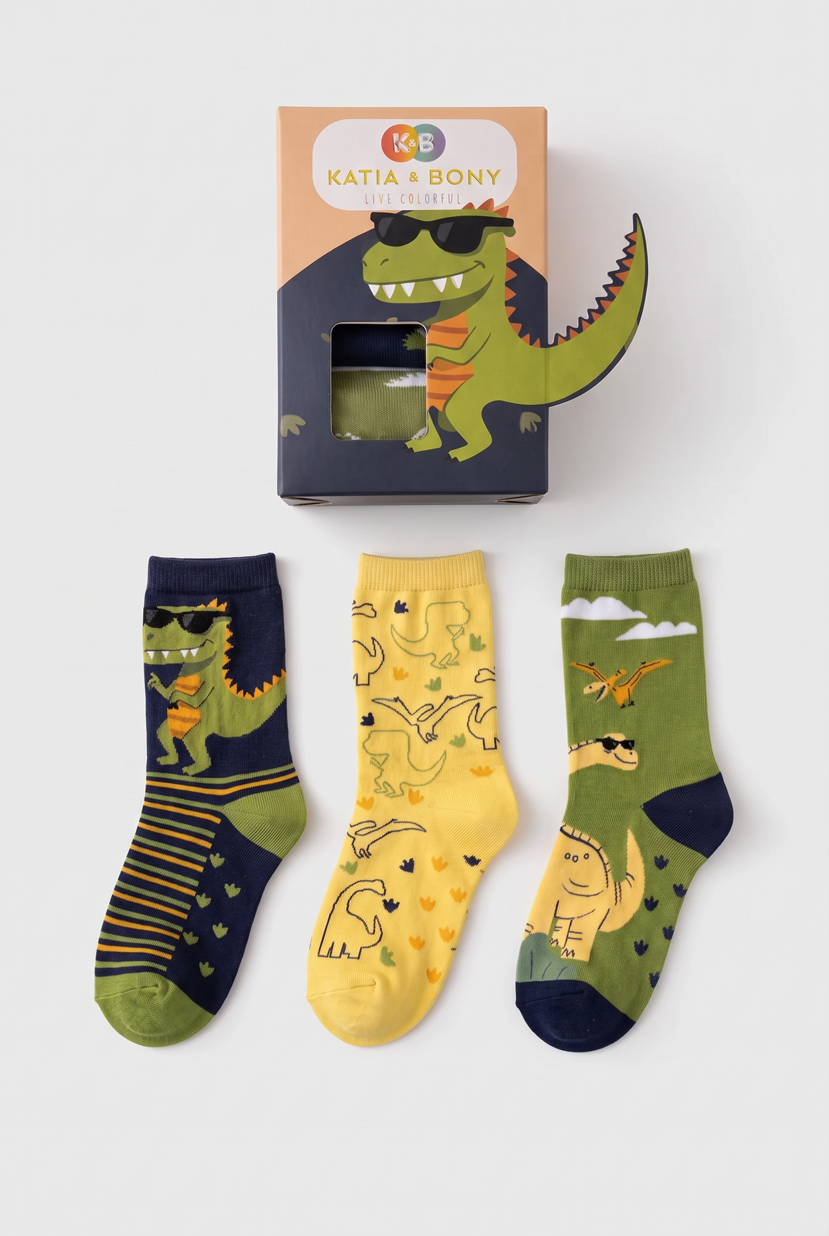 3PCK Dinosaur Boxed Children's Ankle Socks MIX