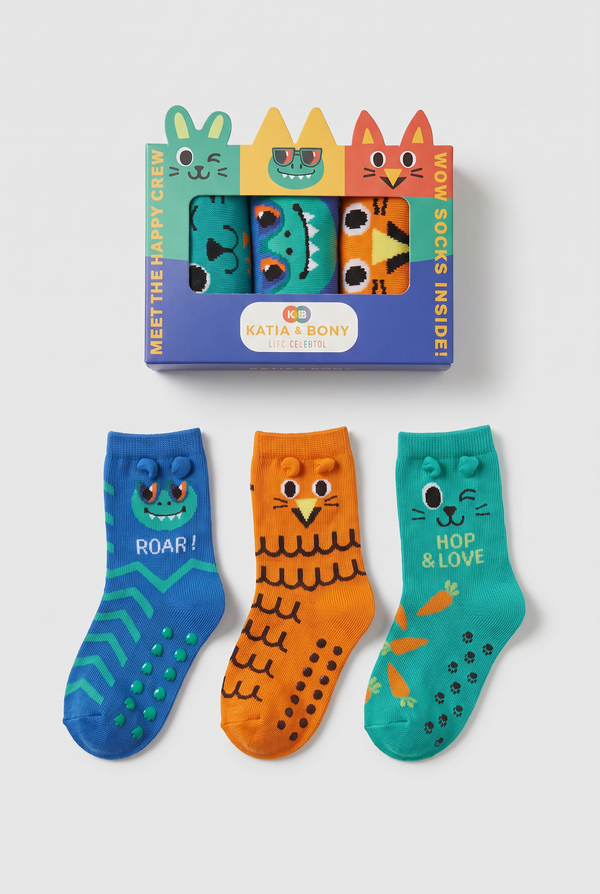 3PCK Patterned Boxed Children's Sock MIX