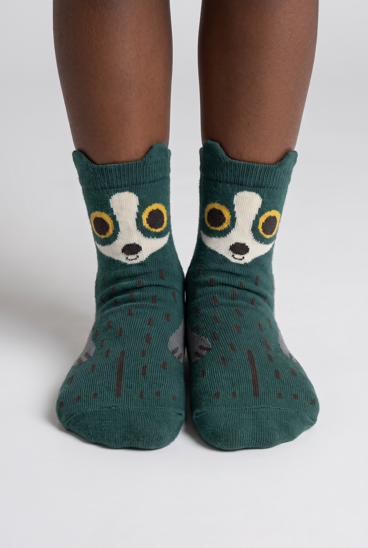 2PCK RACCOON BOXED CHILDREN'S SOCKS GREEN MIX