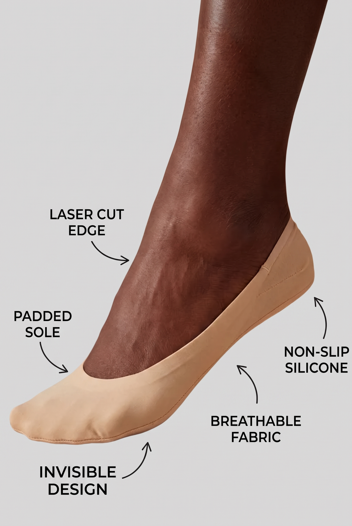 WOMEN'S INVISIBLE SOCKS WITH PADS NUDE