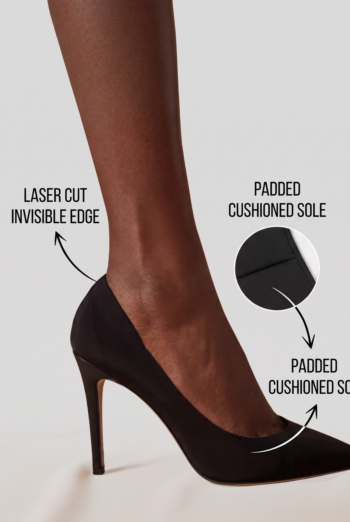 WOMEN'S INVISIBLE SOCKS WITH PADS BLACK