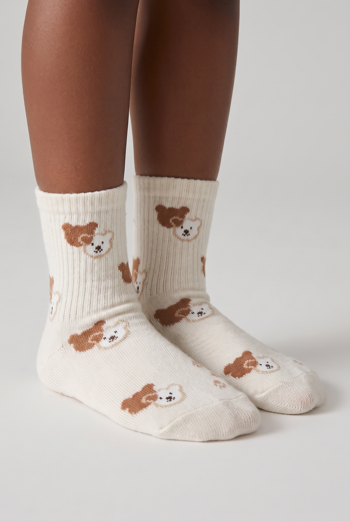4 PCK CUTE TEDDY SOCKET SOCKS BROWN MIX