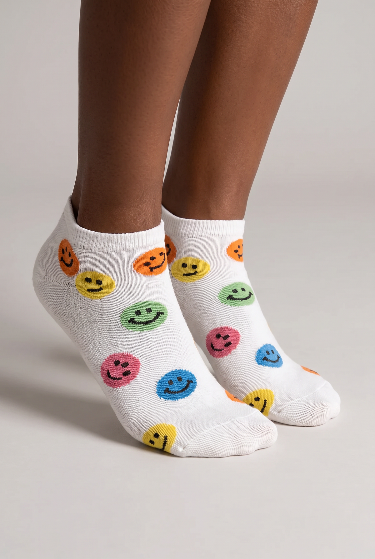 2PCK SMILING FACE WOMEN'S STEP SOCKS MIX