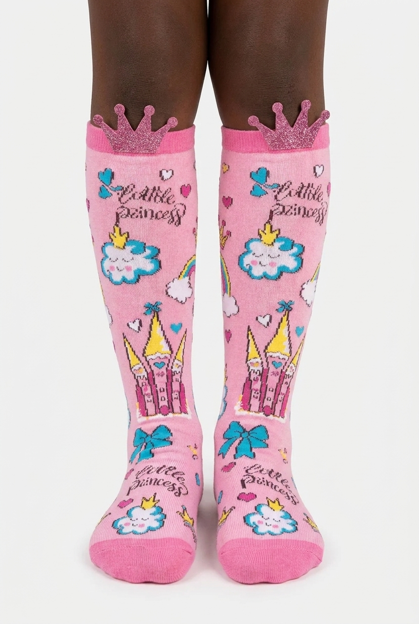 PINK PRINCESS GIRLS KNEEHIGH SOCKS PINK
