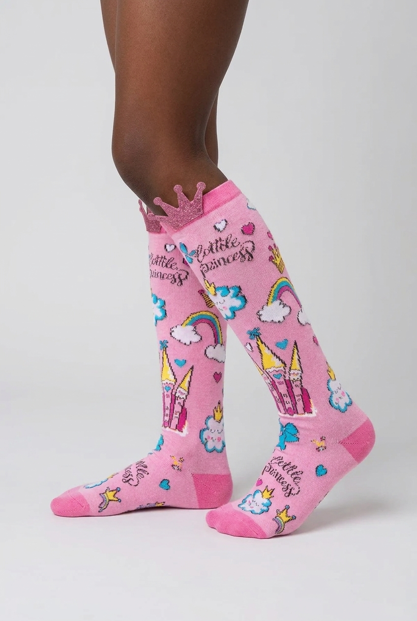 PINK PRINCESS GIRLS KNEEHIGH SOCKS PINK