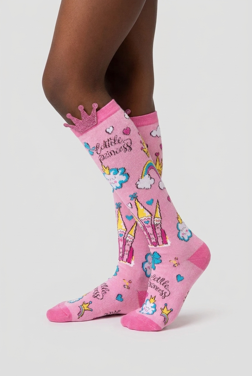 PINK PRINCESS GIRLS KNEEHIGH SOCKS PINK