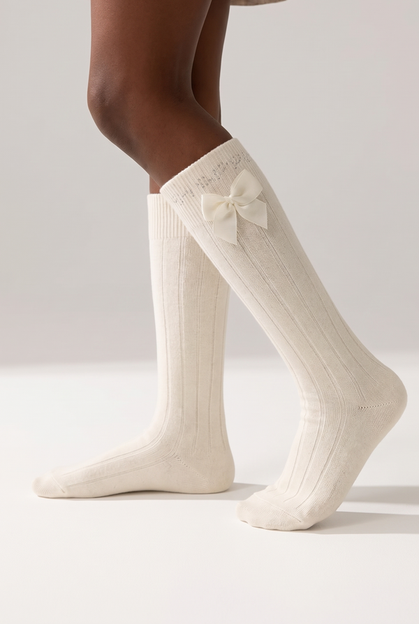 LETS PARTY KIDS KNEEHIGH SOCKS ECRU