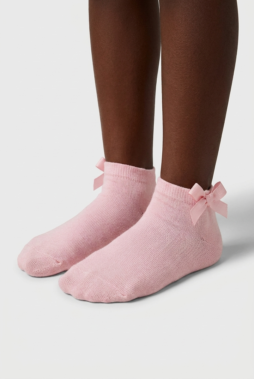 3PCK SOFT BAMBOO GIRLS STEP SOCKS WHITE-WHITE-PINK