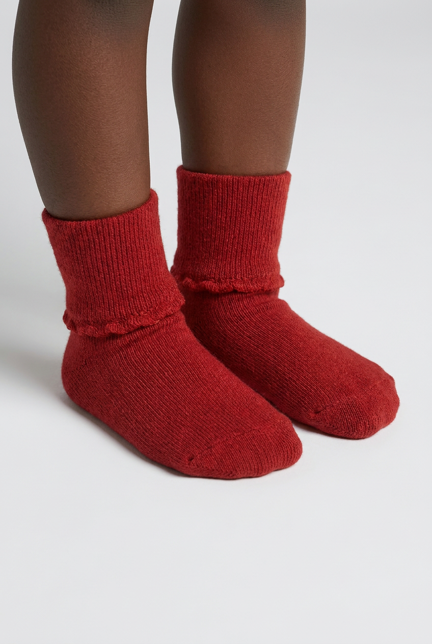 2PCK CHERRY BABY STEP SOCKS WHITE-RED