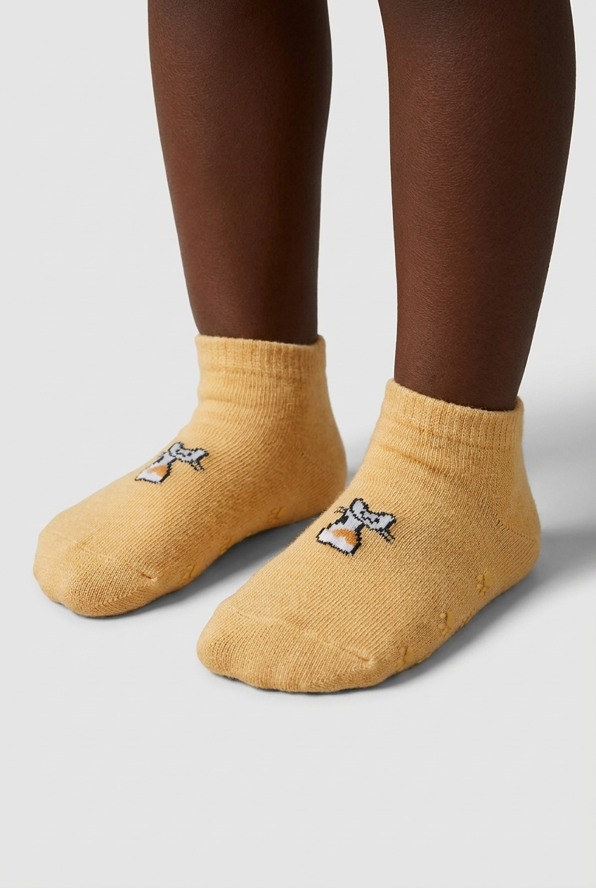 2PCK CAT BABY STEP SOCKS PINK/BROWN
