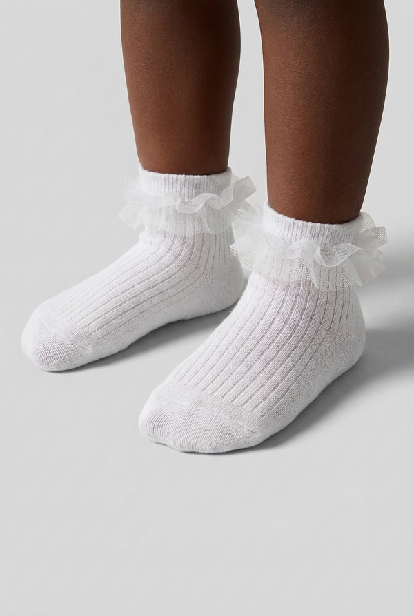 BABY STEP SOCKS WITH TULLE ACCESSORIES WHITE
