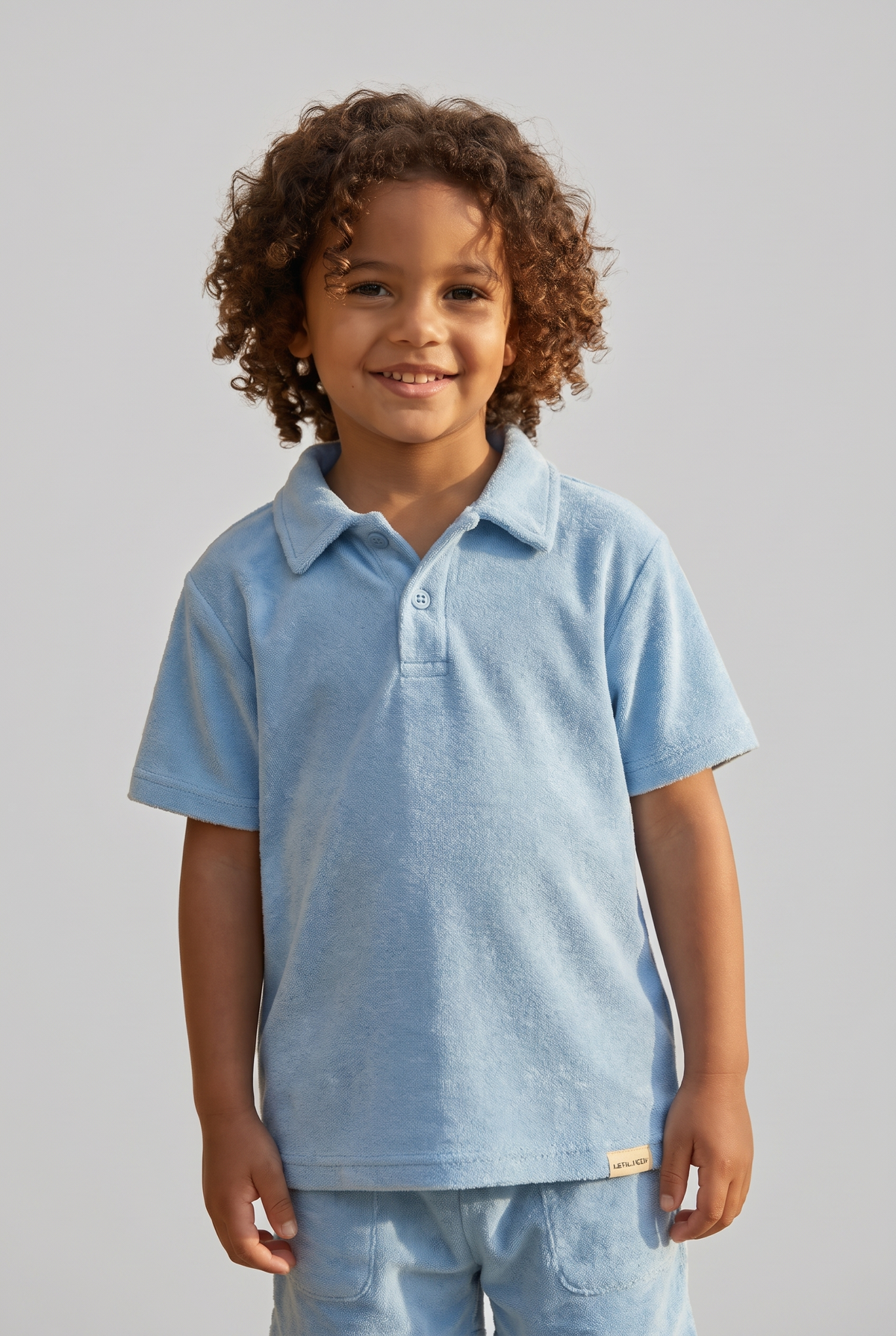 Polo Collar Kids' Towel T-Shirt BLUE