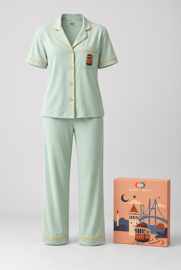 ISTANBUL TRAIN WOMEN'S PAJAMA SET GREEN