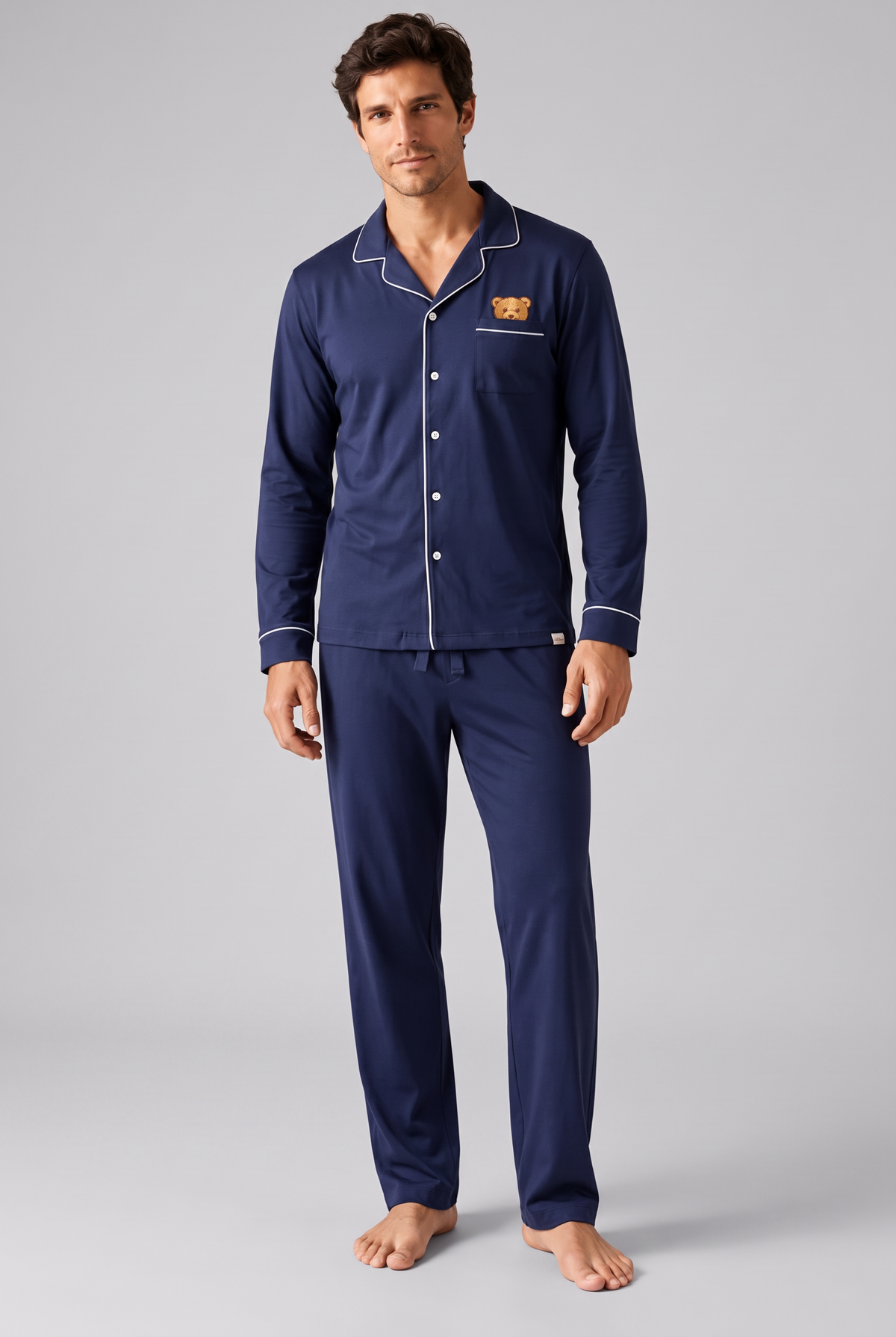 TEDDY BOXED MEN'S PAJAMA SET NAVY