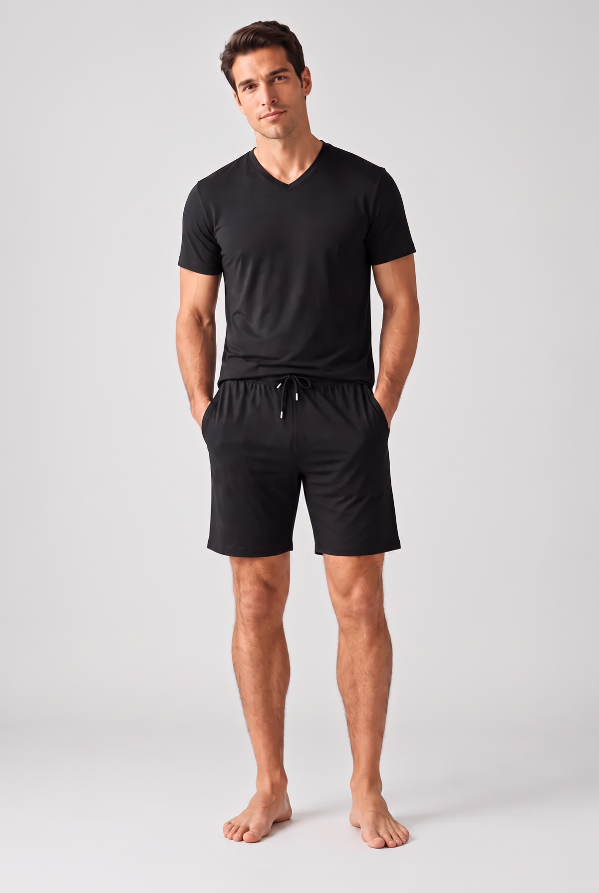 NEW SILVER MEN PYJAMAS SHORTS BLACK