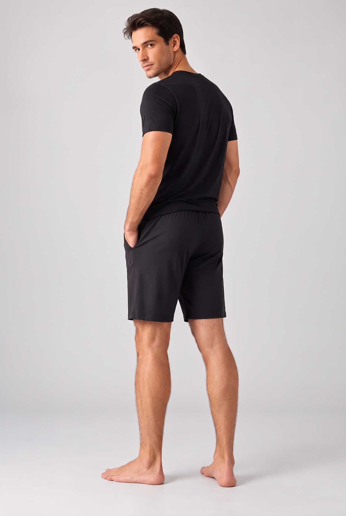 NEW SILVER MEN PYJAMAS SHORTS BLACK