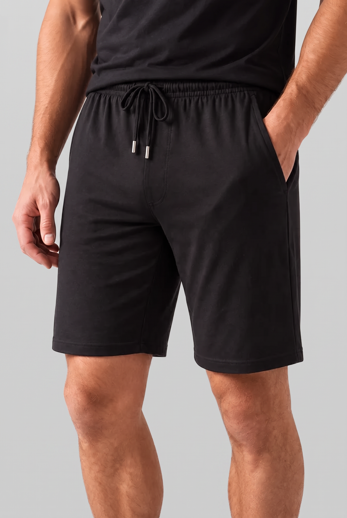NEW SILVER MEN PYJAMAS SHORTS BLACK