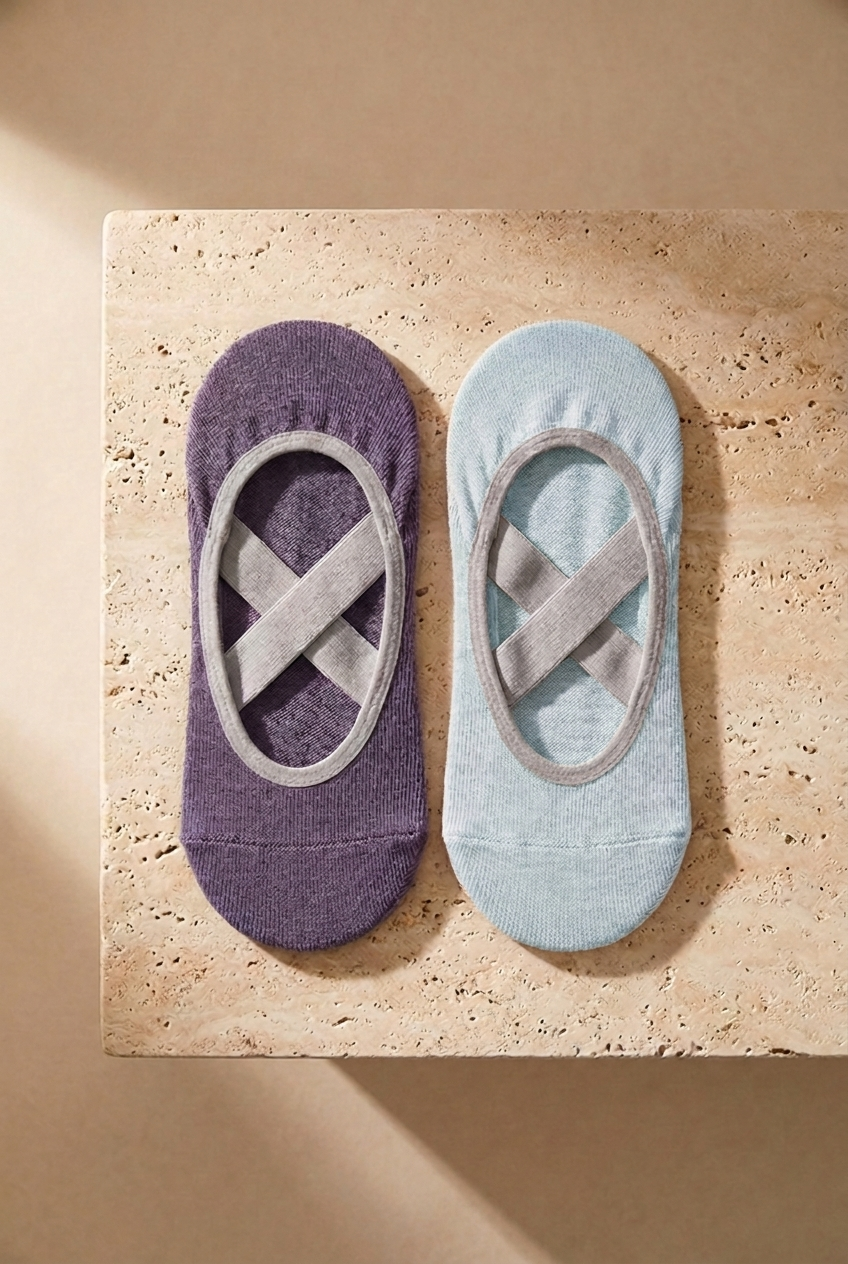 2PCK ASTA YOGA WOMEN INVISIBLE SOCKS L.BLUE/LILAC