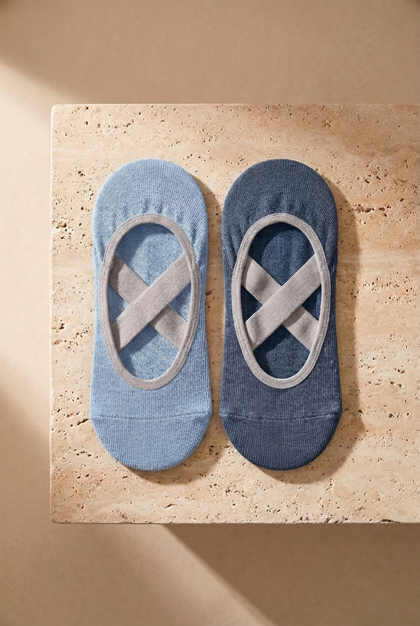 2PCK ASTA YOGA WOMEN INVISIBLE SOCKS DARK BLUE/BLUE