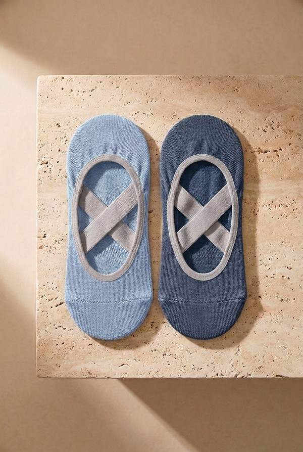 2PCK ASTA YOGA WOMEN INVISIBLE SOCKS DARK BLUE/BLUE