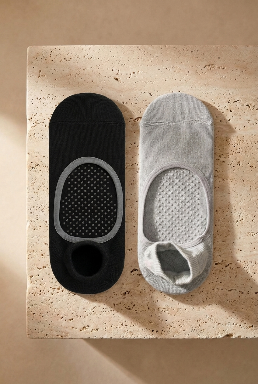 2PCK ASTA YOGA WOMEN STEP SOCKS BLACK/GREY MELANGE