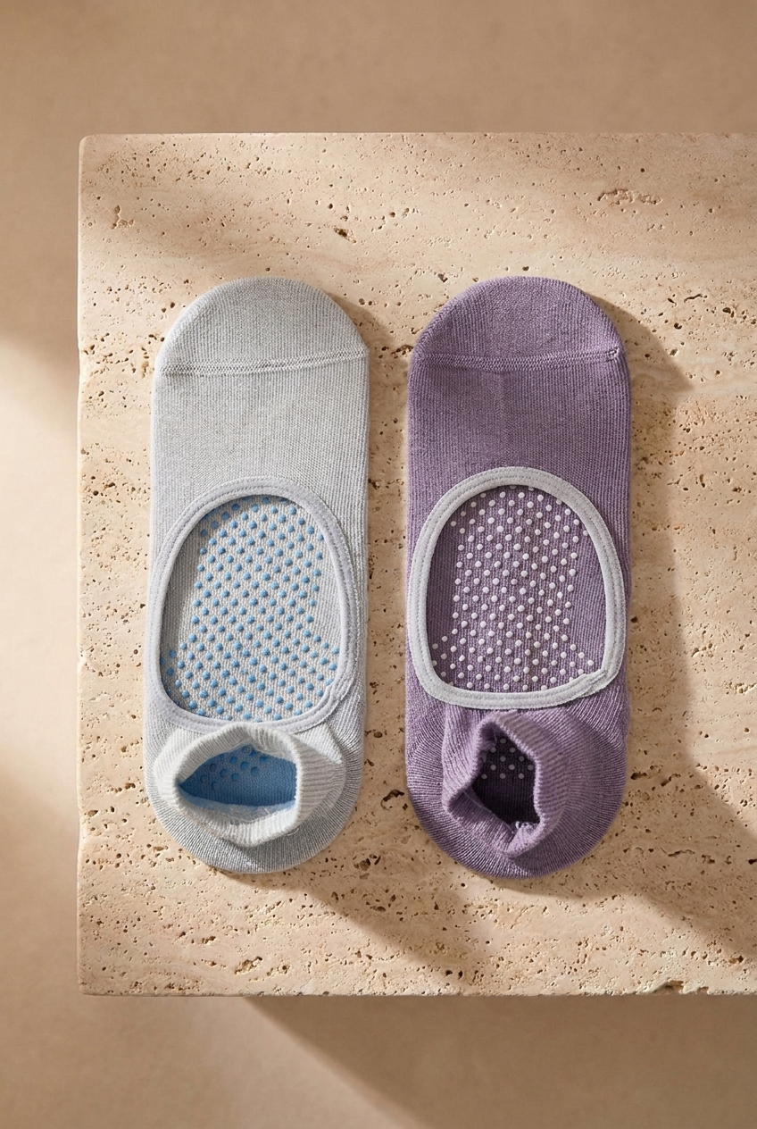 2PCK ASTA YOGA WOMEN STEP SOCKS L.BLUE/LILAC