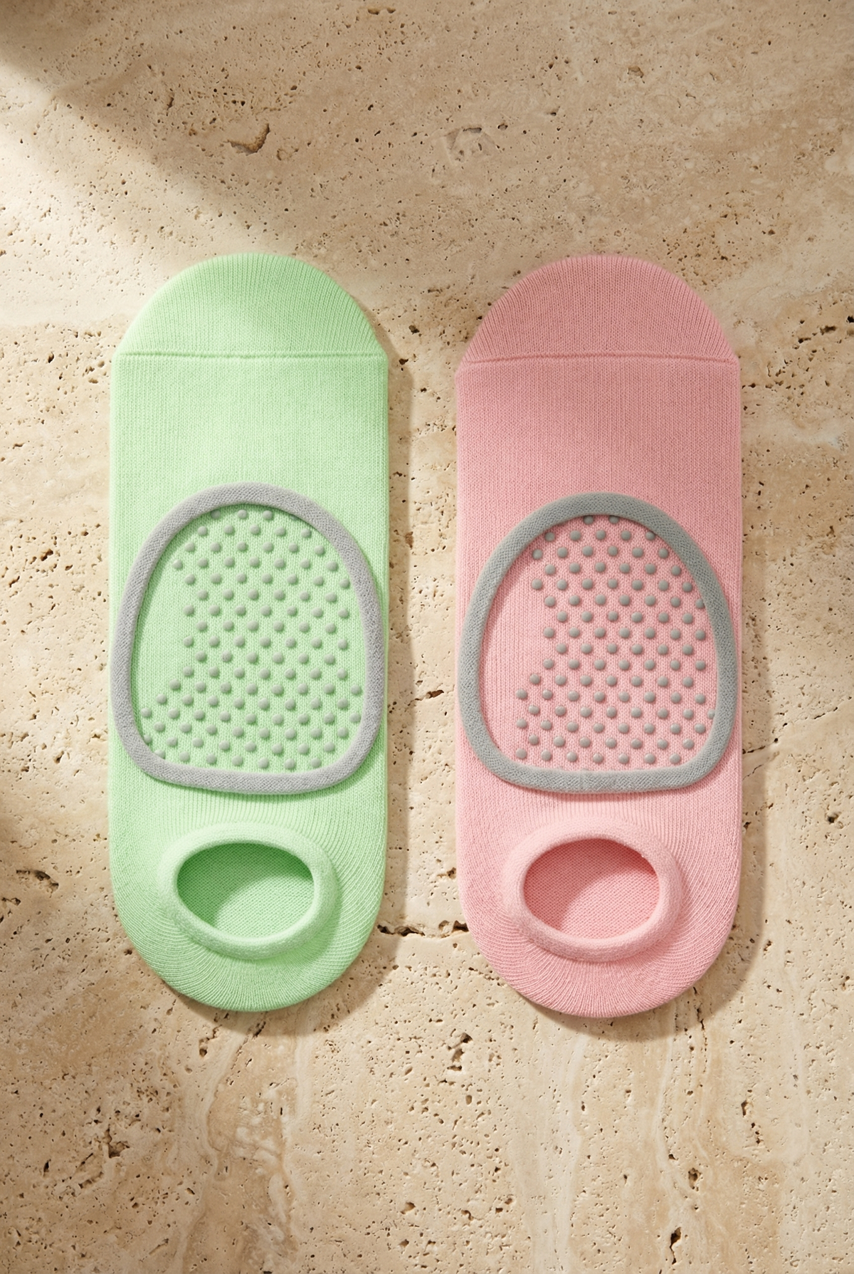 2PCK ASTA YOGA WOMEN STEP SOCKS PINK/LIGHT GREEN