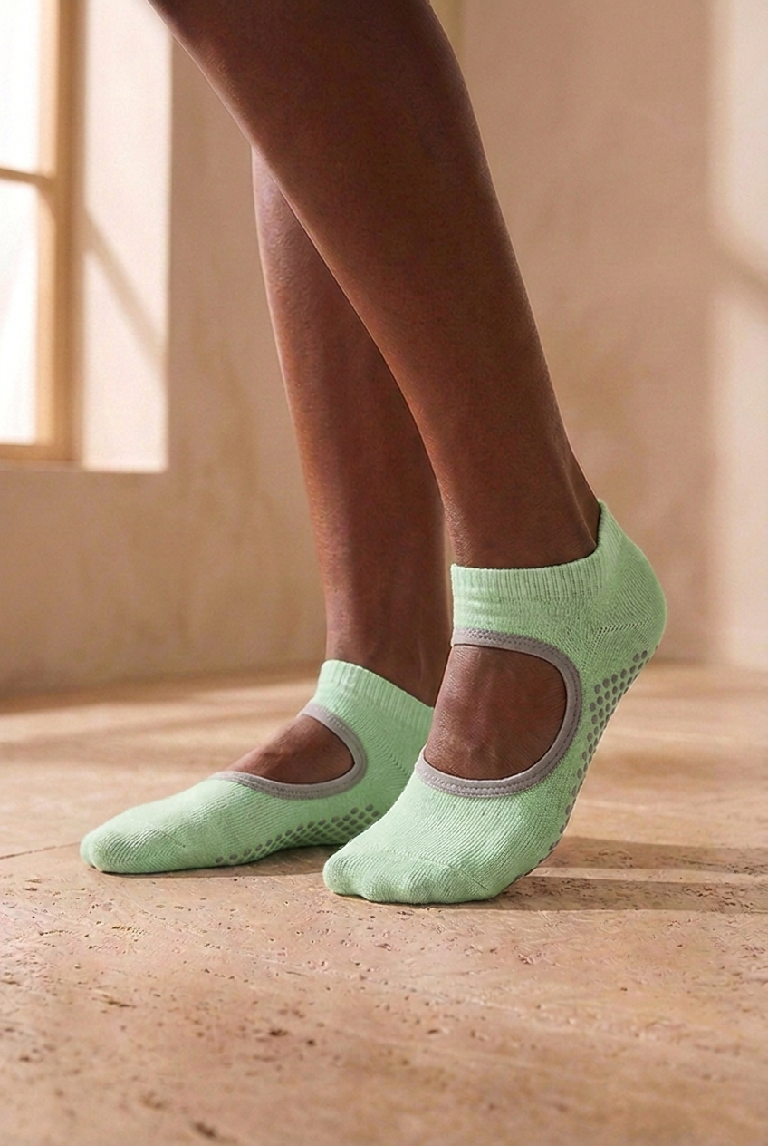 2PCK ASTA YOGA WOMEN STEP SOCKS PINK/LIGHT GREEN