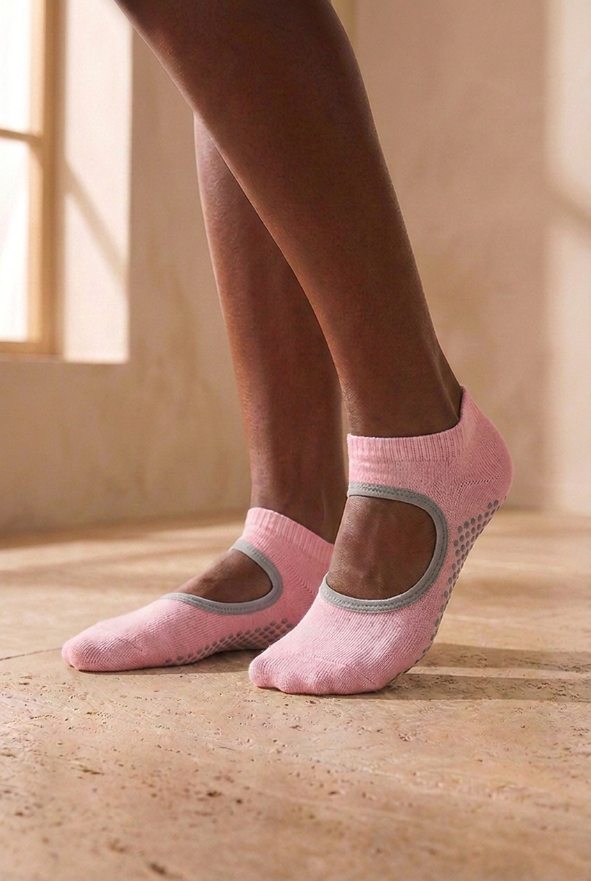 2PCK ASTA YOGA WOMEN STEP SOCKS PINK/LIGHT GREEN