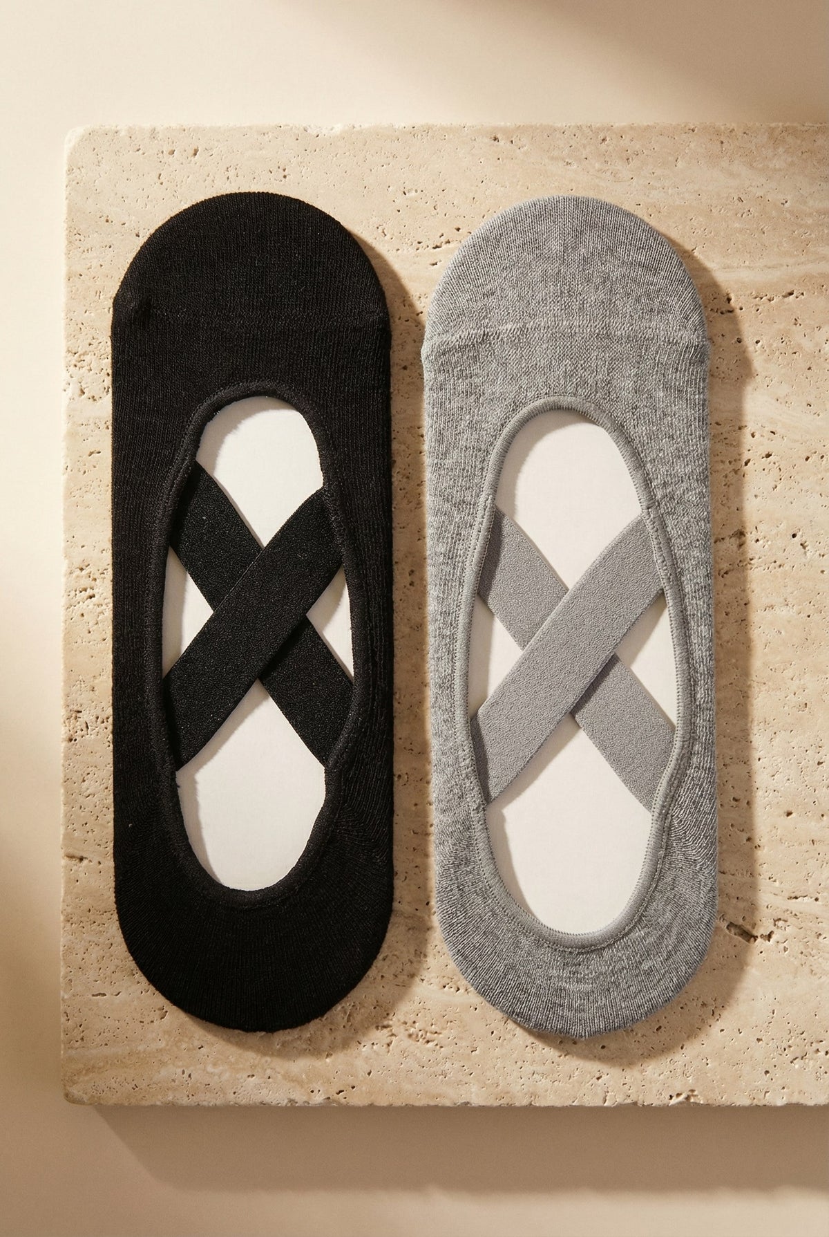 2PCK ASTA YOGA WOMEN SOCKS GREY MELANGE - BLACK