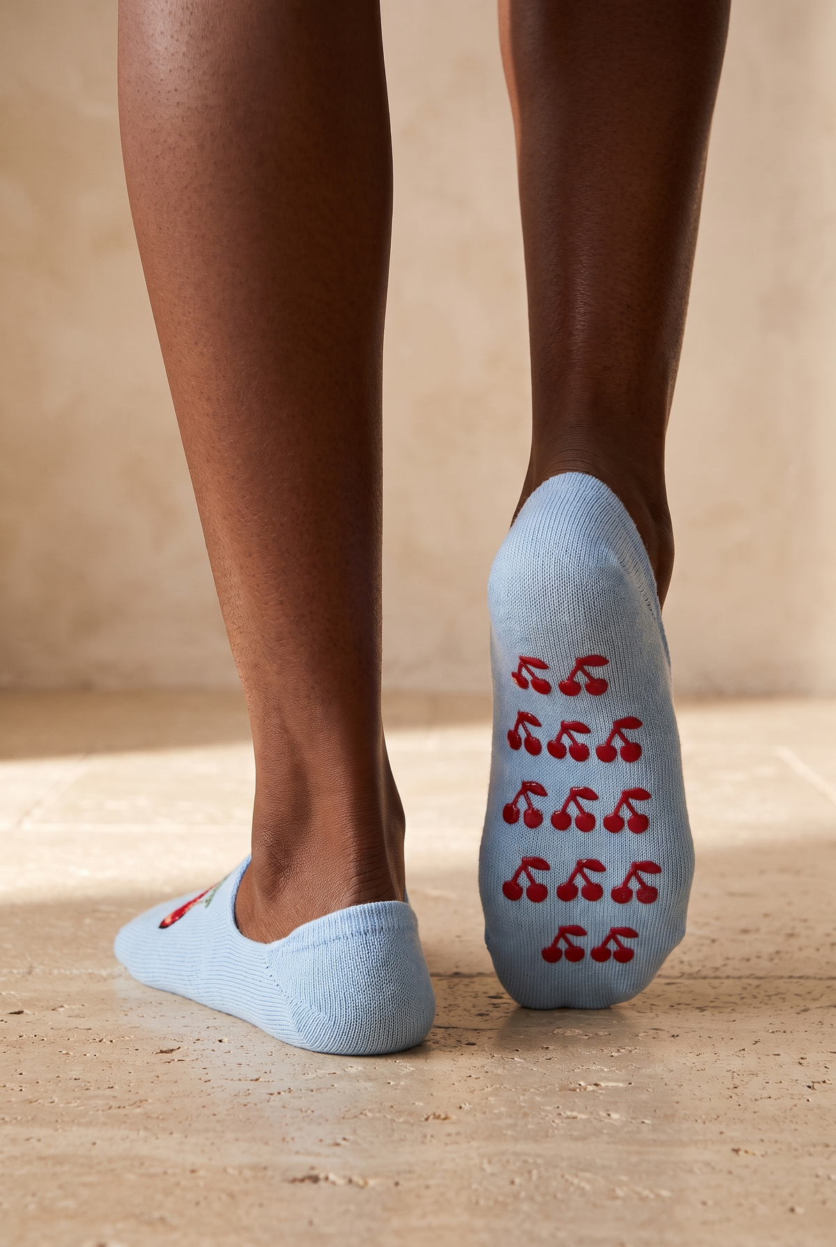 2PCK Cherry Patterned Women's Invisible Stockings MIX