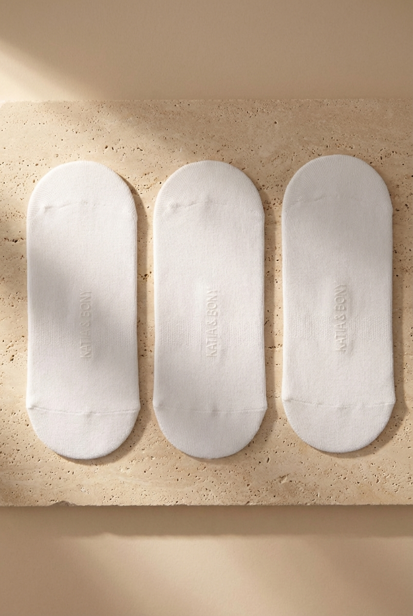 3PCK WOMEN BASIC INVISIBLE SOCKS WHITE-WHITE-WHITE