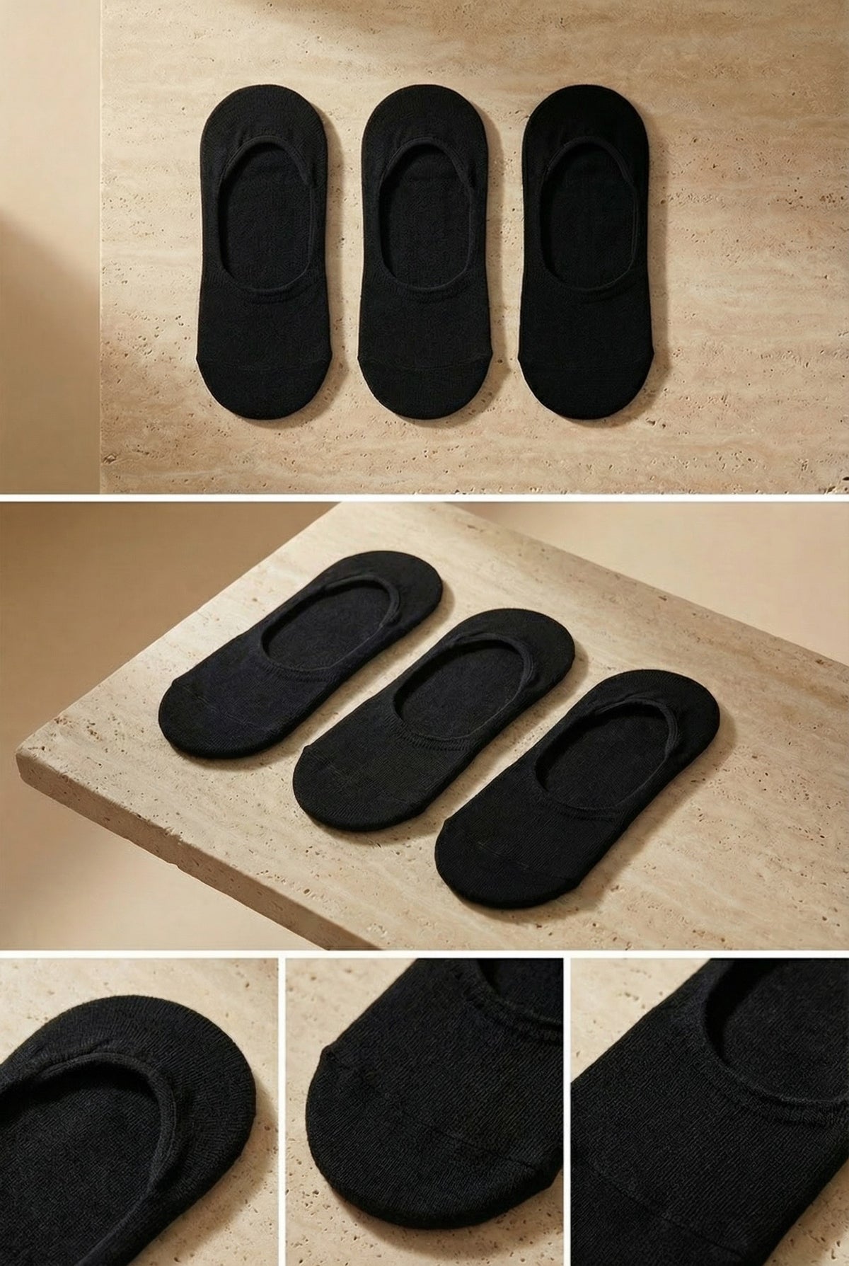 3PCK WOMEN BASIC INVISIBLE SOCKS BLACK-BLACK-BLACK
