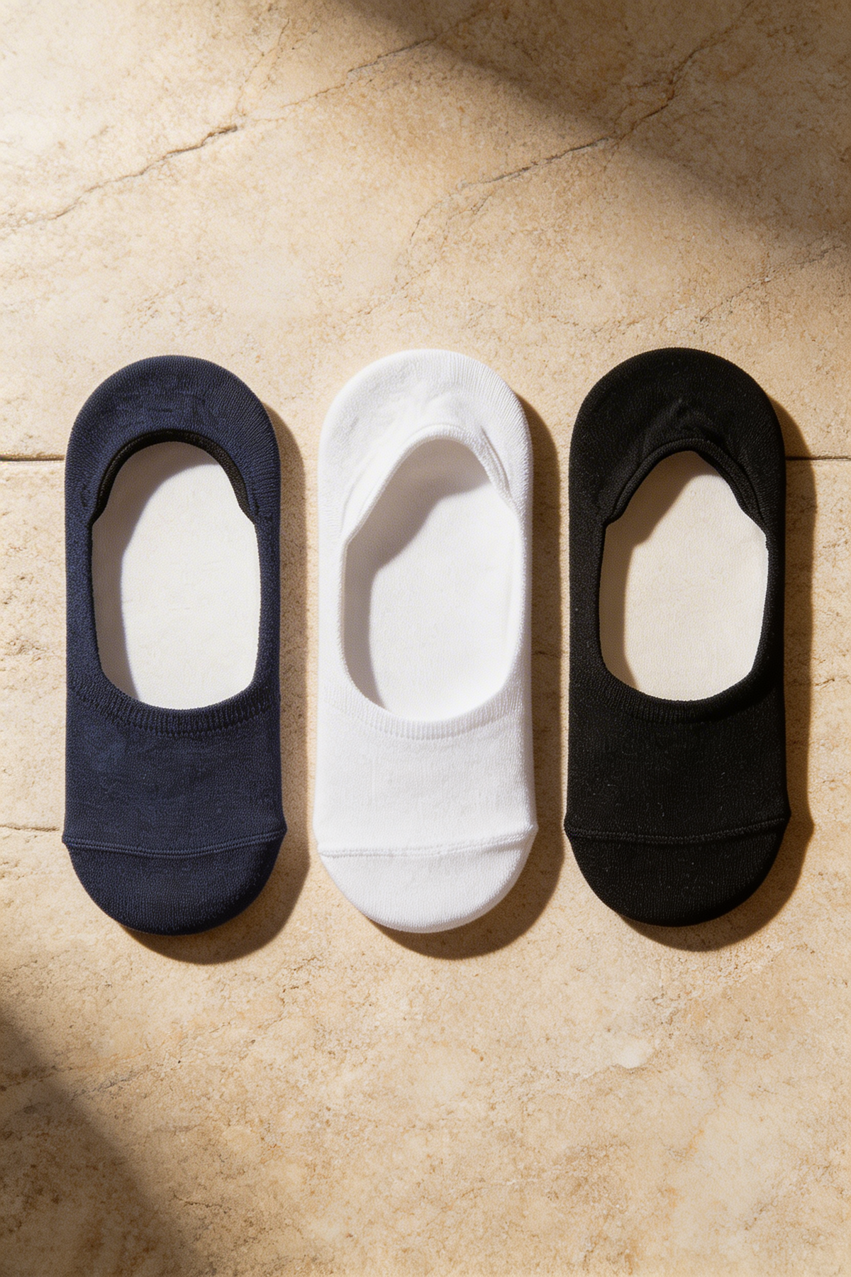 3PCK WOMEN BASIC INVISIBLE SOCKS BLACK/WHITE/NAVY