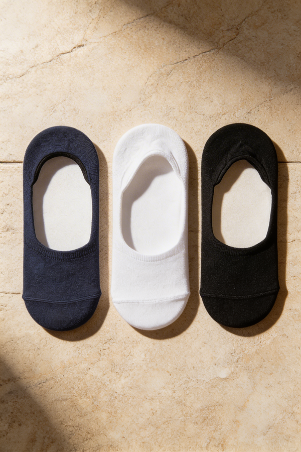 3PCK WOMEN BASIC INVISIBLE SOCKS BLACK/WHITE/NAVY