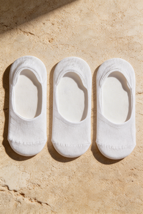 3PCK WOMEN BASIC INVISIBLE SOCKS WHITE-WHITE-WHITE