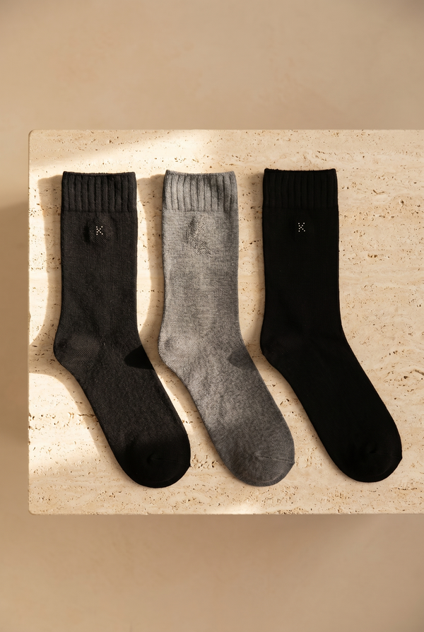 3PCK MELISSA MODAL WOMEN SOCKS BLACK-ANTRACITE-BLACK