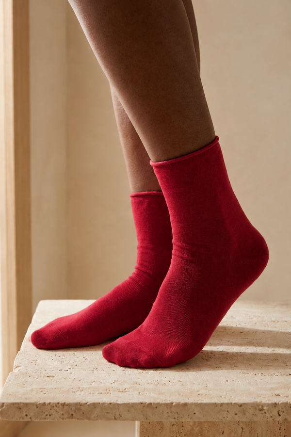 ELASTIC MODAL WOMEN SOCKS BORDEAUX