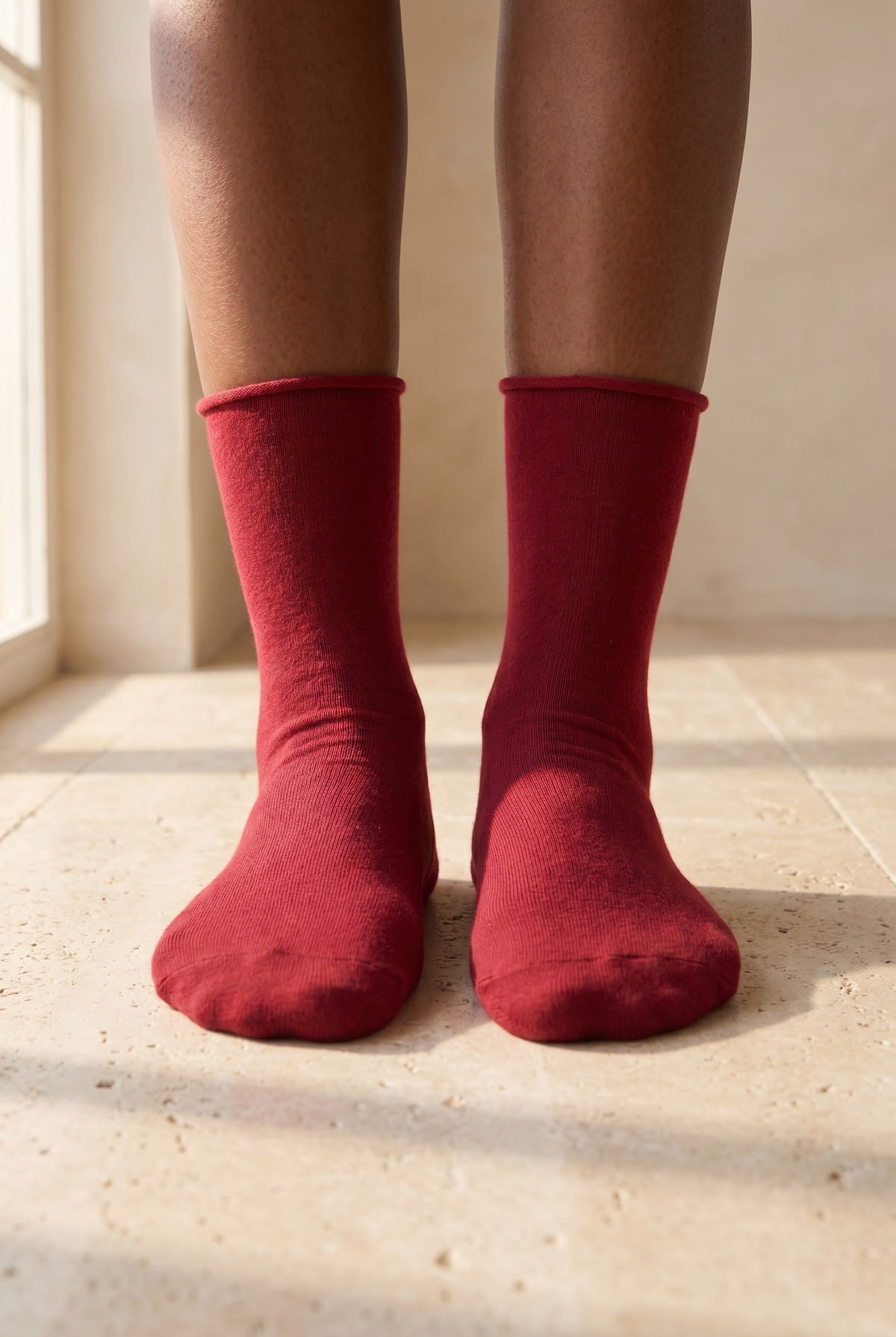 ELASTIC MODAL WOMEN SOCKS BURGUNDY