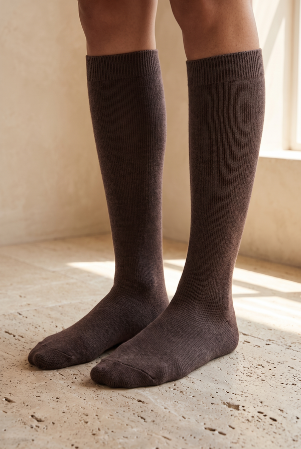 WOMEN'S KNEE SOCKS BROWN
