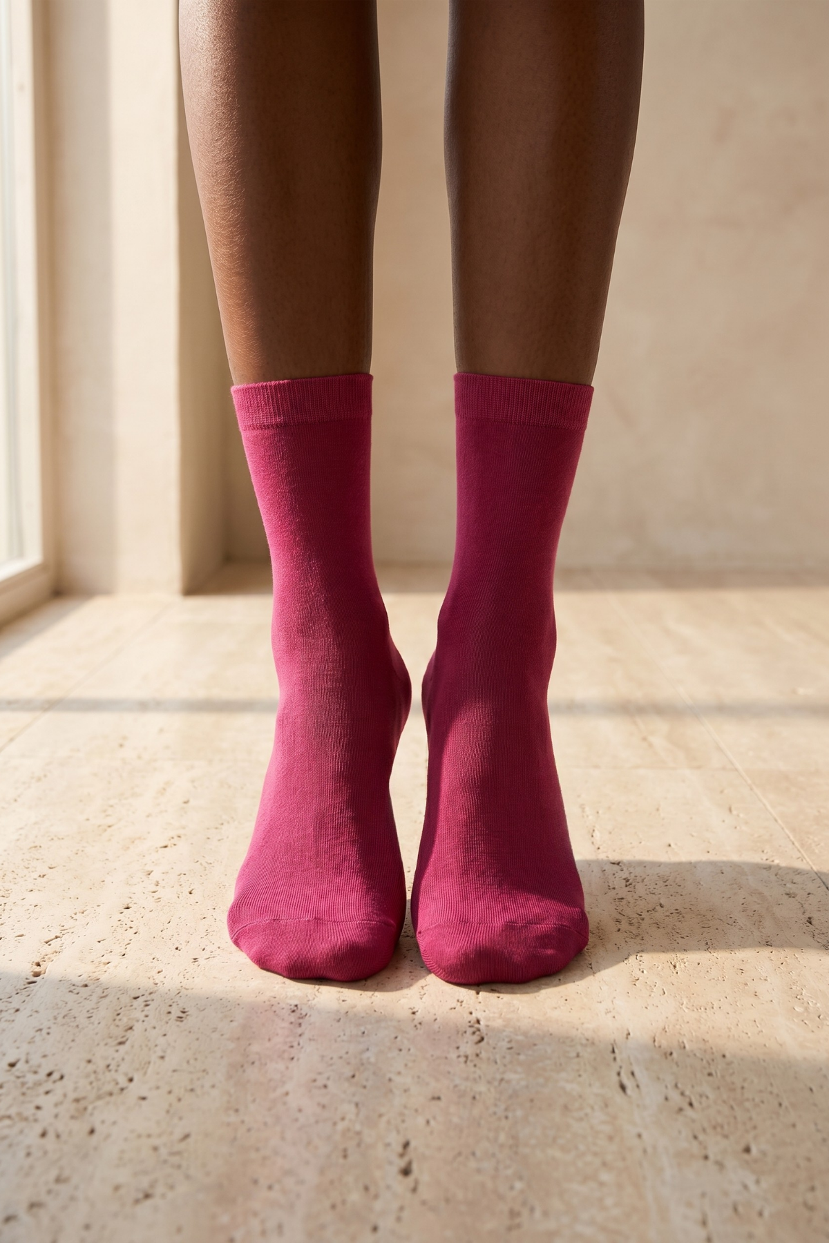 FAMILY WOMEN BASIC SOCKET SOCKS CHERRY