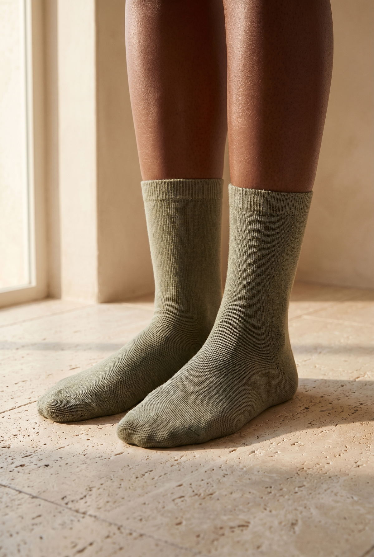 FAMILY WOMEN BASIC SOCKET SOCKS KHAKI