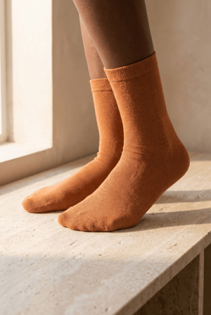 FAMILY WOMEN BASIC SOCKET SOCKS DARK BEIGE