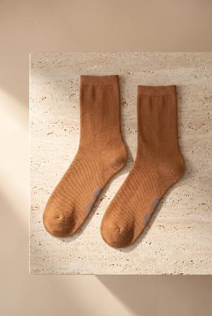 FAMILY WOMEN BASIC SOCKET SOCKS DARK BEIGE