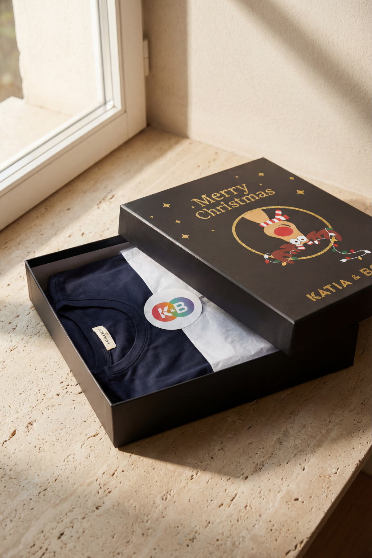 DEER BOXED NEW YEAR WOMEN PYJAMAS SET NAVY