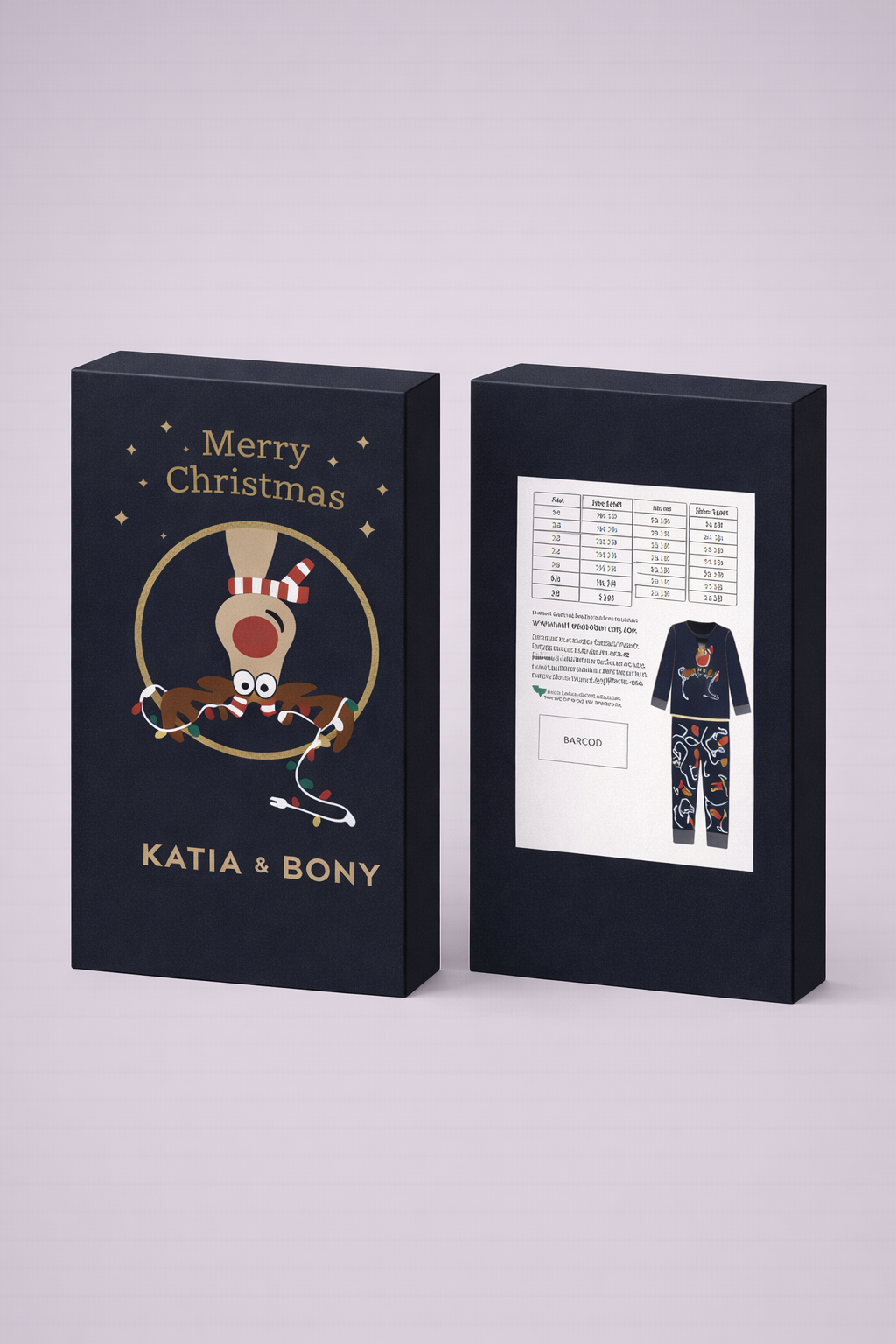 DEER BOXED NEW YEAR WOMEN PYJAMAS SET NAVY