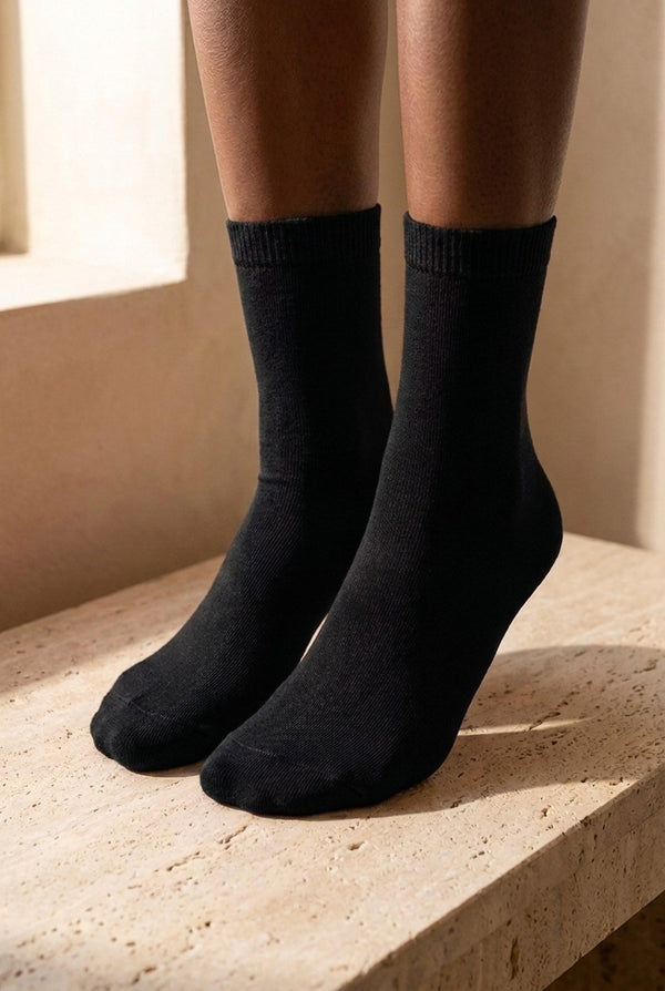 NEW HAROLD BAMBOO WOMEN SOCKET SOCKS BLACK