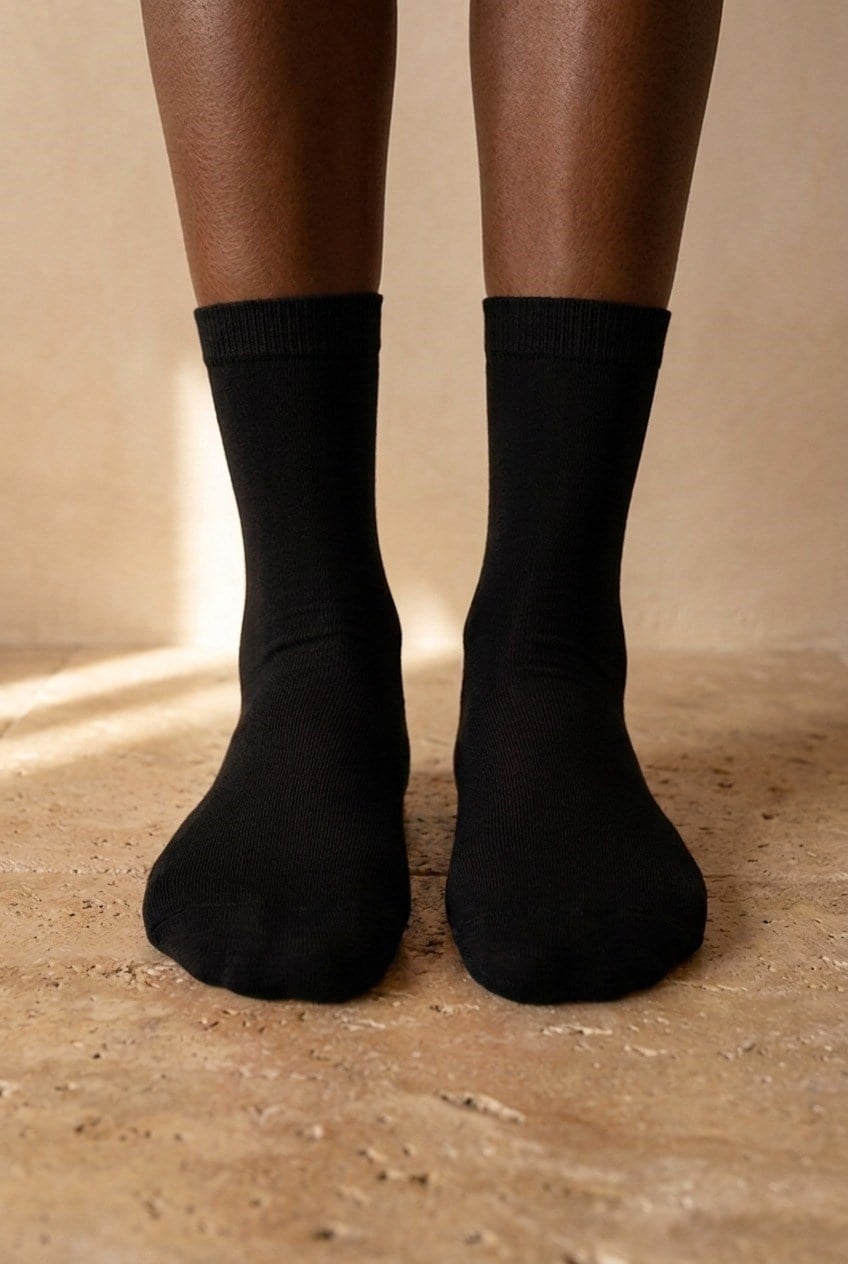 NEW HAROLD BAMBOO WOMEN SOCKET SOCKS BLACK