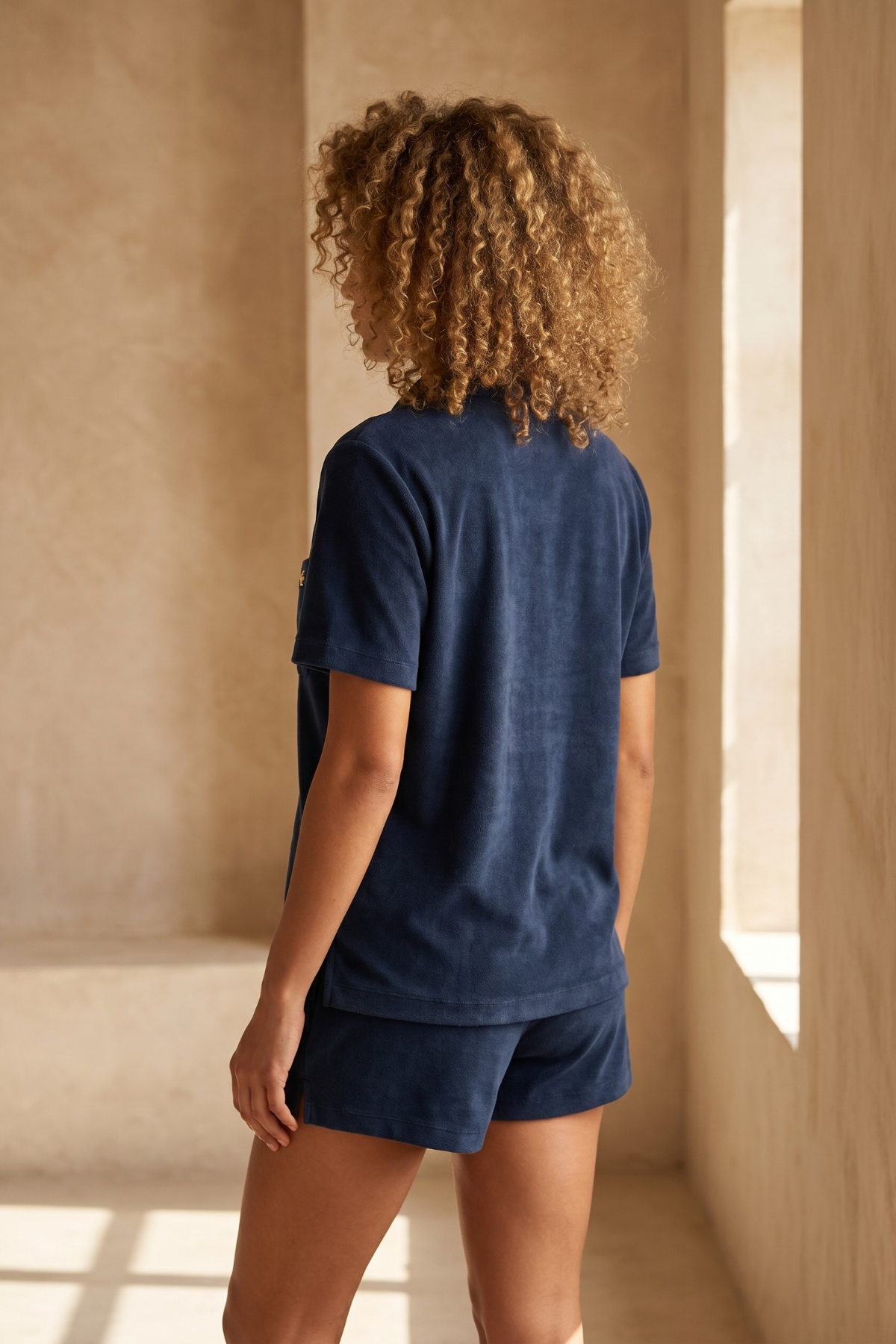 Women's Towel Shorts Set with Pockets NAVY