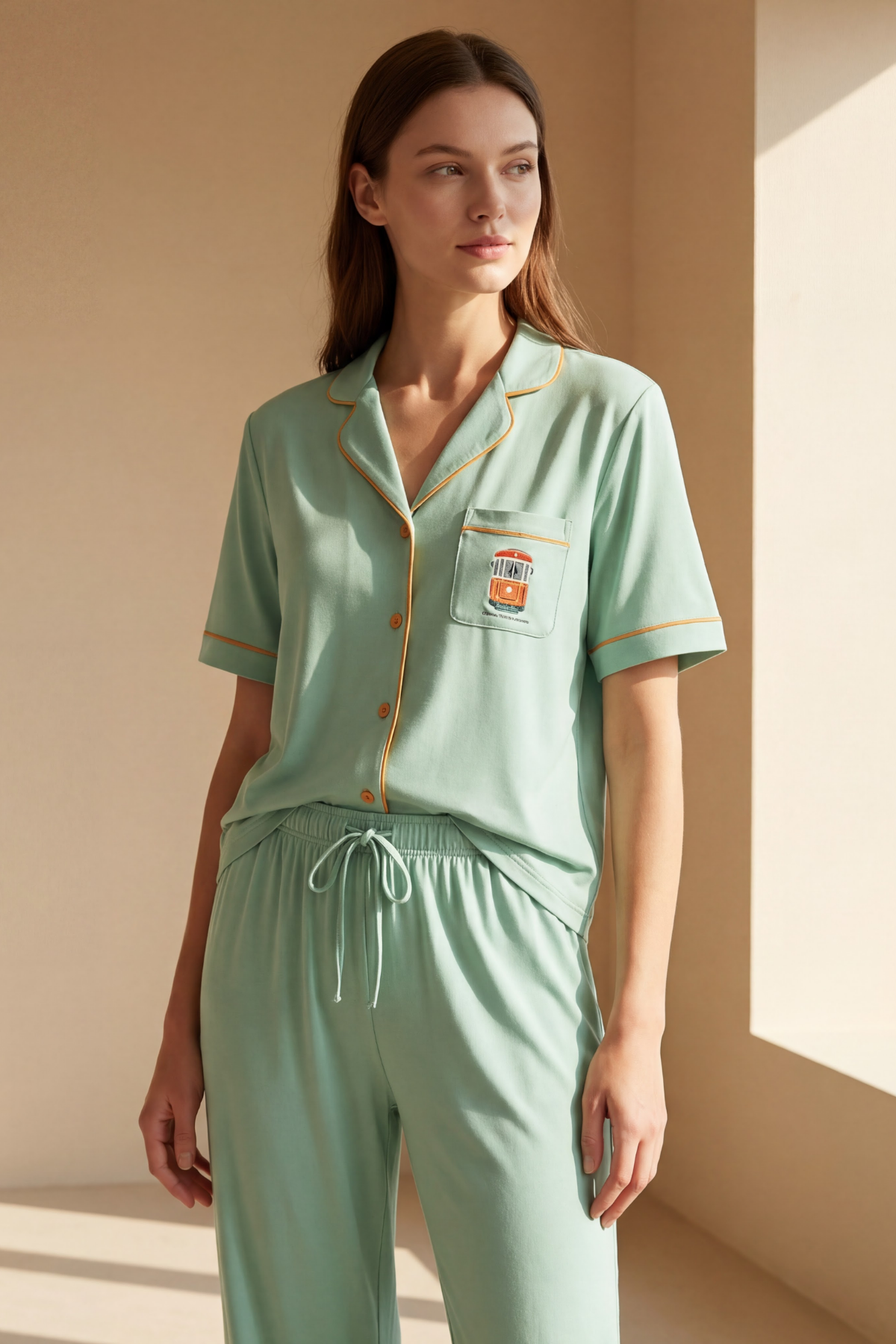 ISTANBUL TRAIN WOMEN'S PAJAMA SET GREEN
